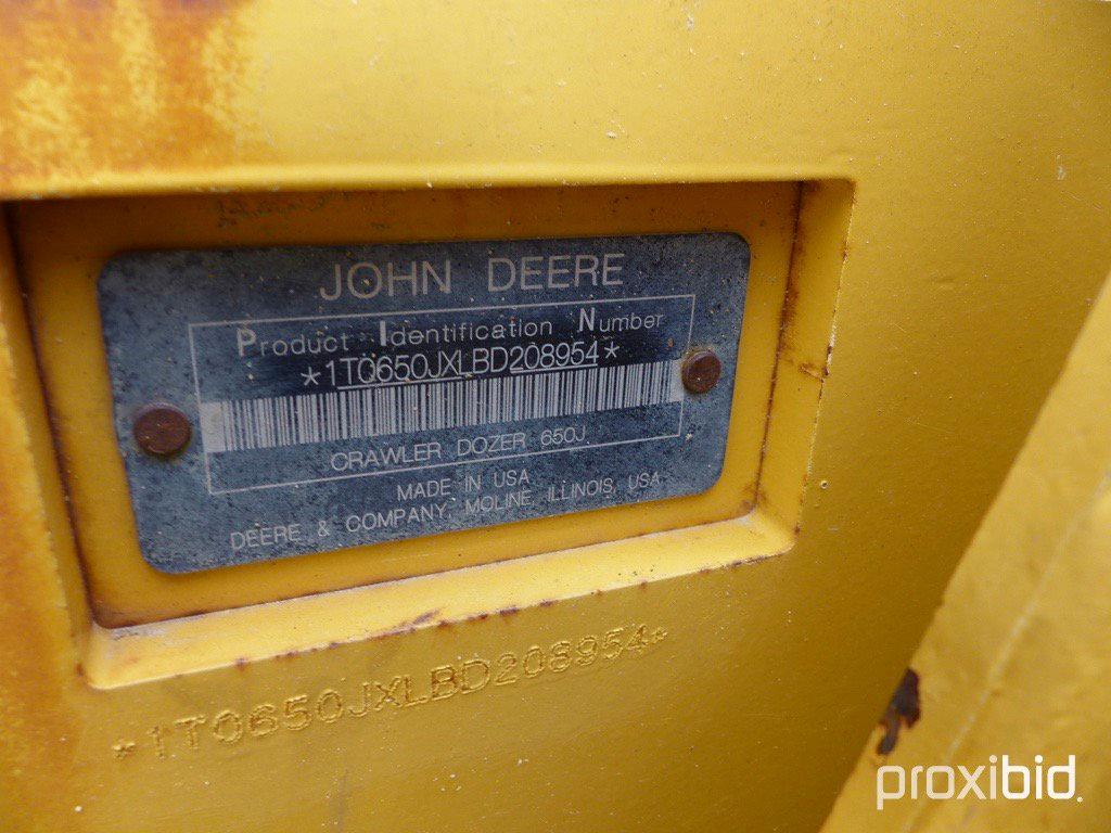 2011 John Deere 650J LGP Dozer, s/n T0650JX208954: C/A, 6-way Blade