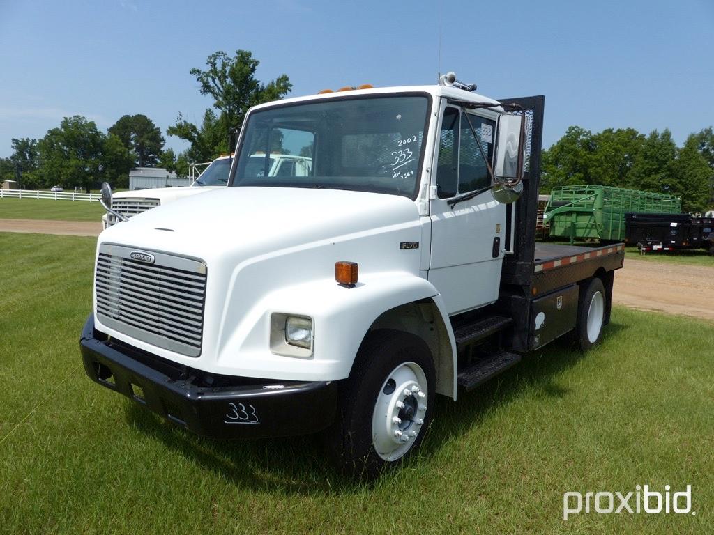 2002 Freightliner FL70 Flatbed Truck, s/n 1FVABTAK32HJ87369: 6-sp., Odomete