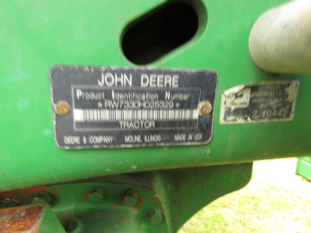 John Deere 7330 MFWD Tractor, s/n RW7330H025329: Cab, JD 940 Loader w/ Bkt.