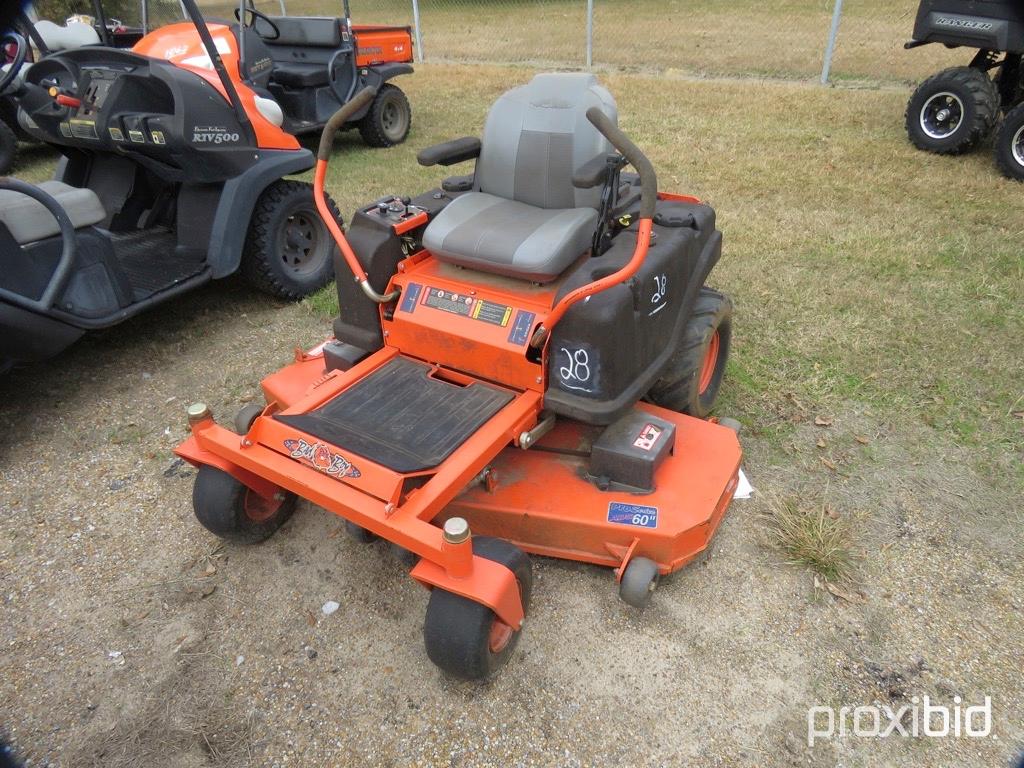 Bad Boy ZT60 Zero-turn Mower, s/n 3121620: 60" Cut, Kohler 27hp Eng., Meter