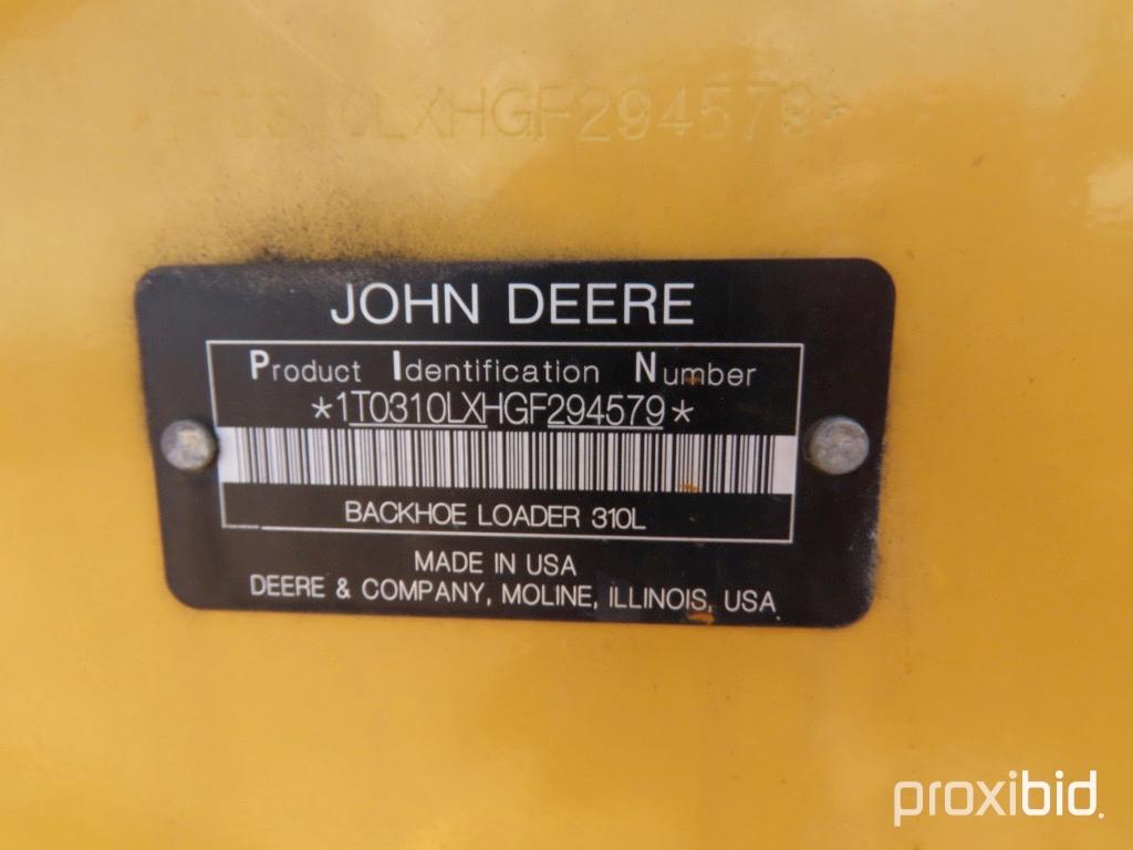 2016 John Deere 310L 4WD Loader Backhoe, s/n 1T0310LXHGF294579: Canopy, Tur