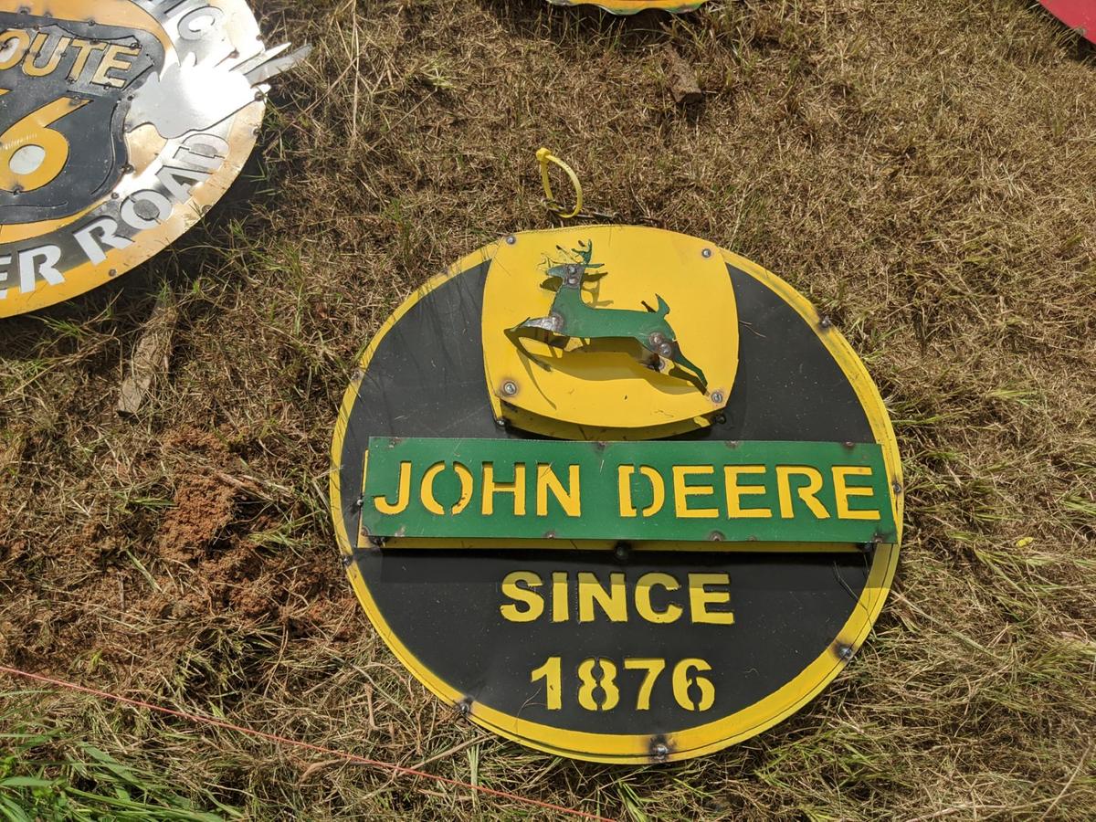 Metal Round John Deere Sign