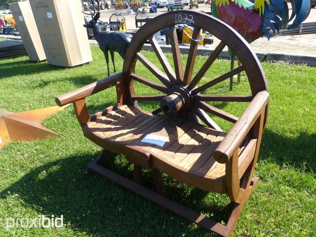 Teak Wagon Wheel Bench