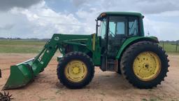 2004 JOHN DEERE 6420 TRACTOR WITH CAB, 640 FRONT END LOADER W/ BUCKET, POWE