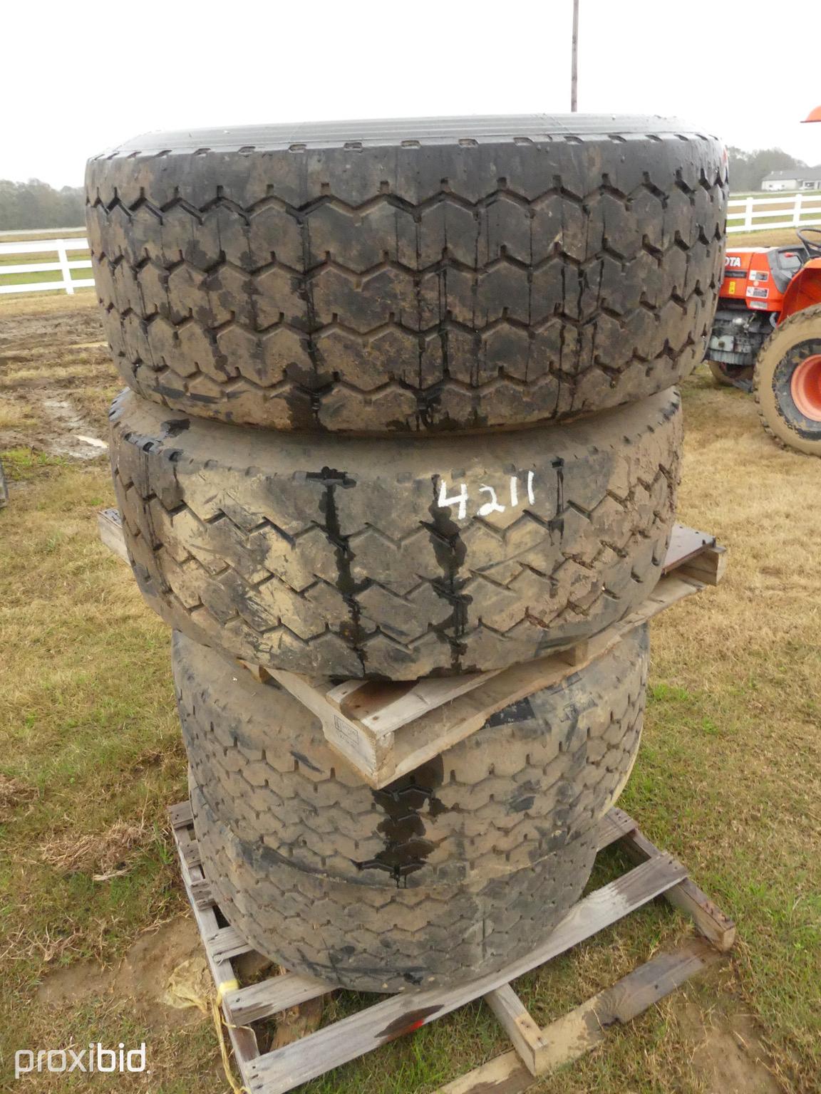 (4) 445/65R22.5 Tires: Various Brands