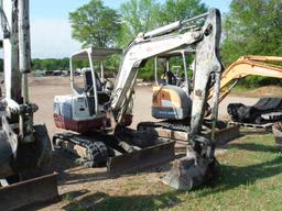 Takeuchi TB235 Mini Excavator, s/n 123500808: Canopy, Blade, Meter Shows 41