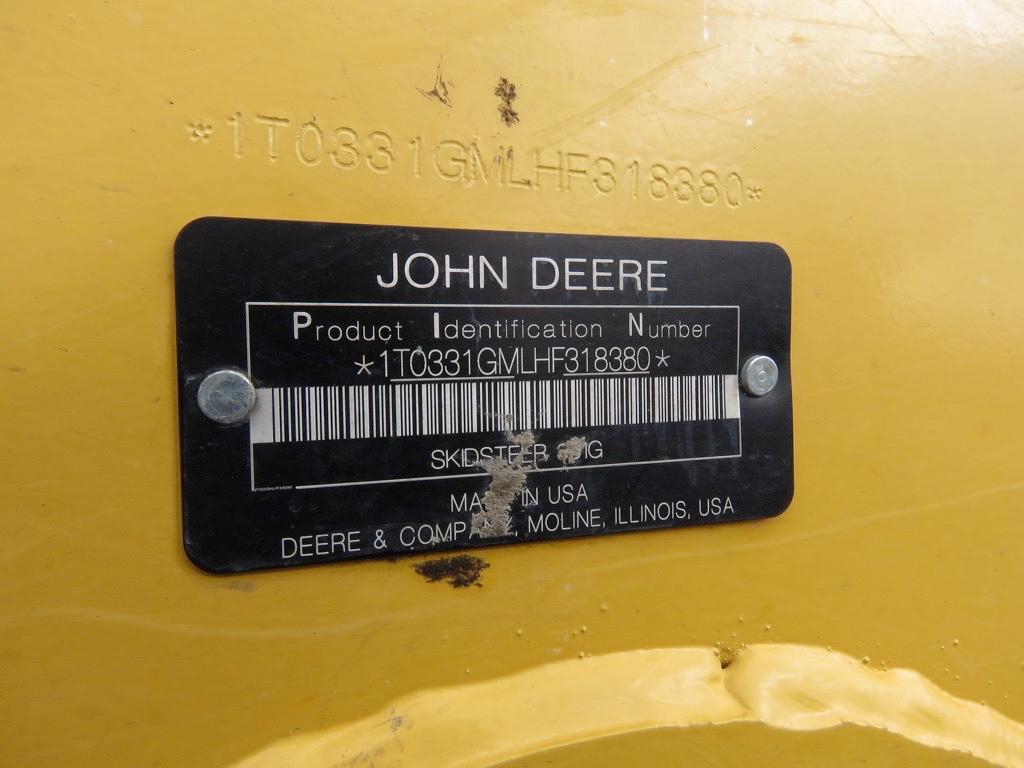 2018 John Deere 331G Skid Steer, s/n 1T0331GMLHF318380: Meter Shows 1465 hr