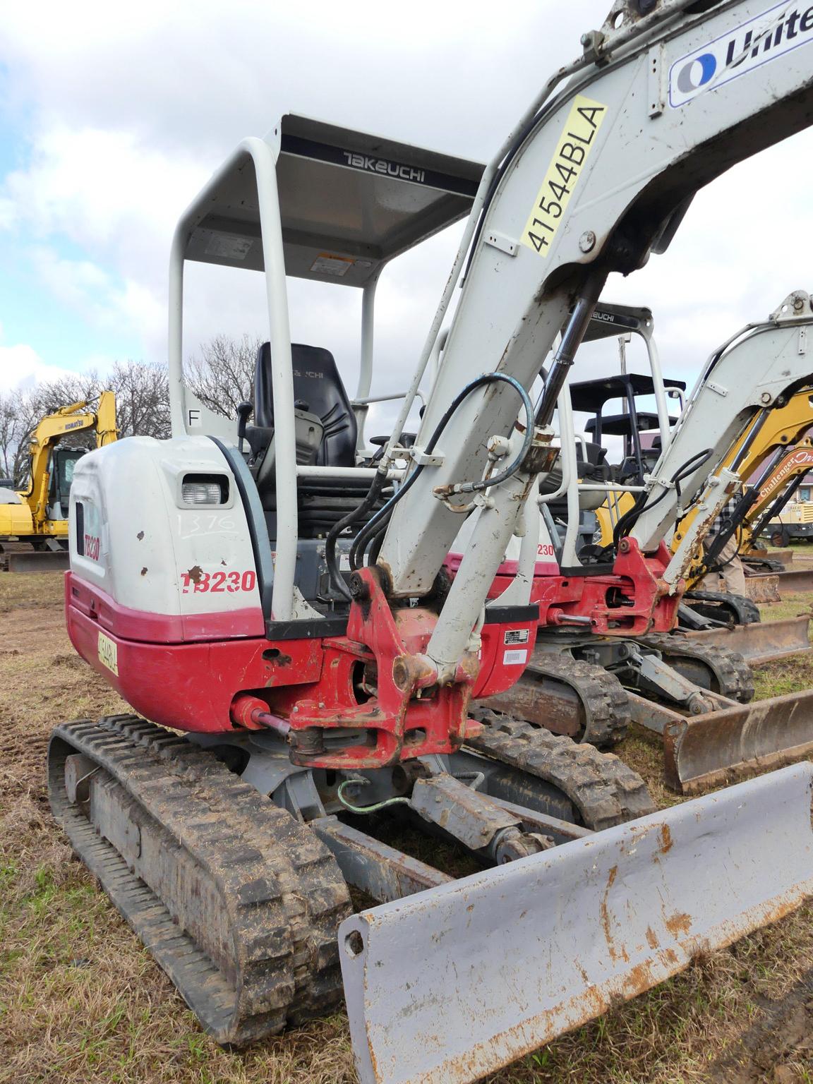 2017 Takeuchi TB230R Mini Excavator, s/n 130002005: Hyd. Thumb, Meter Shows