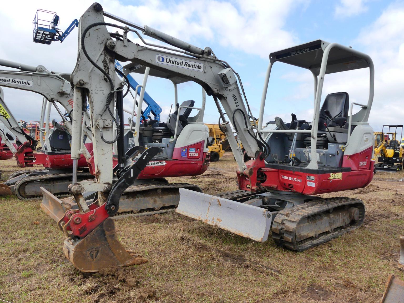 2017 Takeuchi TB230R Mini Excavator, s/n 130002005: Hyd. Thumb, Meter Shows