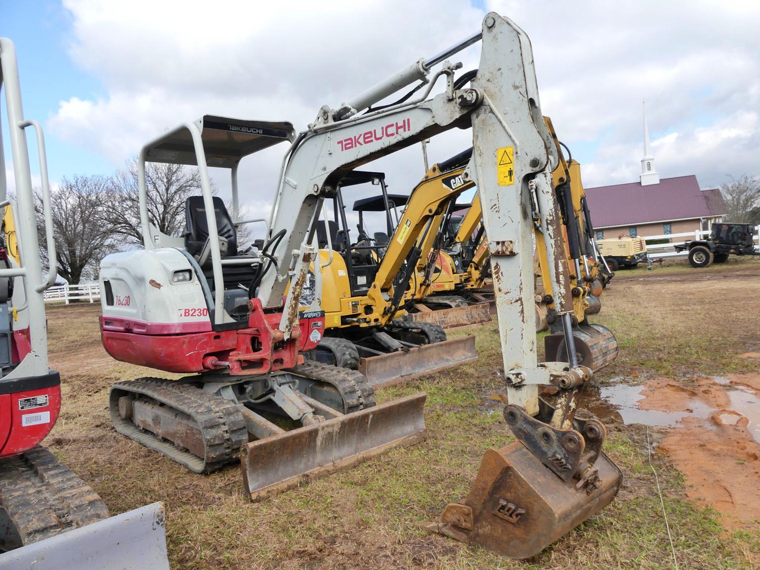 2015 Takeuchi TB230 Mini Excavator, s/n 130000347: 4-post Canopy, Meter Sho