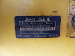 2005 John Deere 544J Rubber-tired Loader, s/n DW544JZ594742 w/ Bkt. & Forks