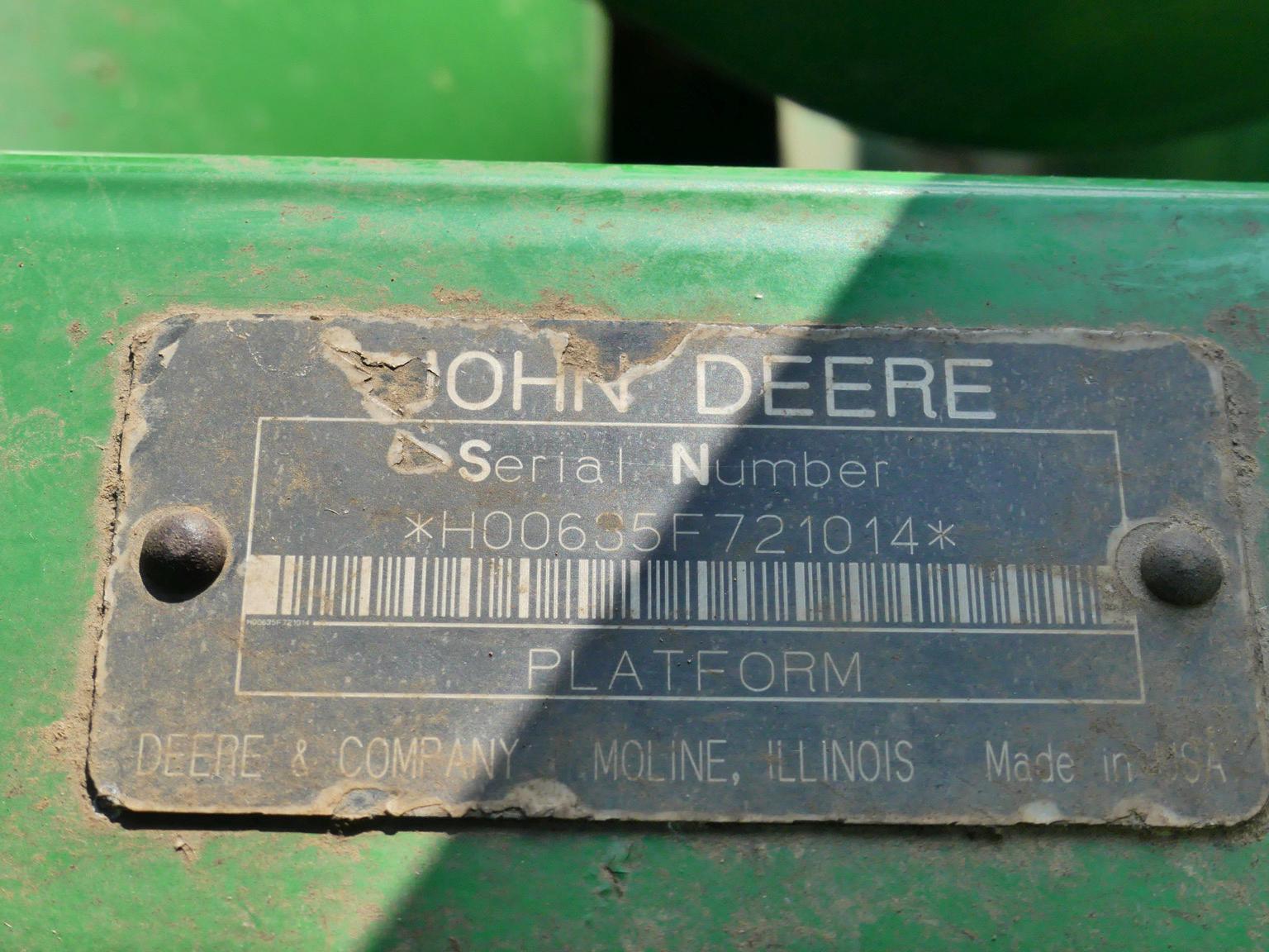 John Deere 635F Flex Combine Head, s/n H00655F721014