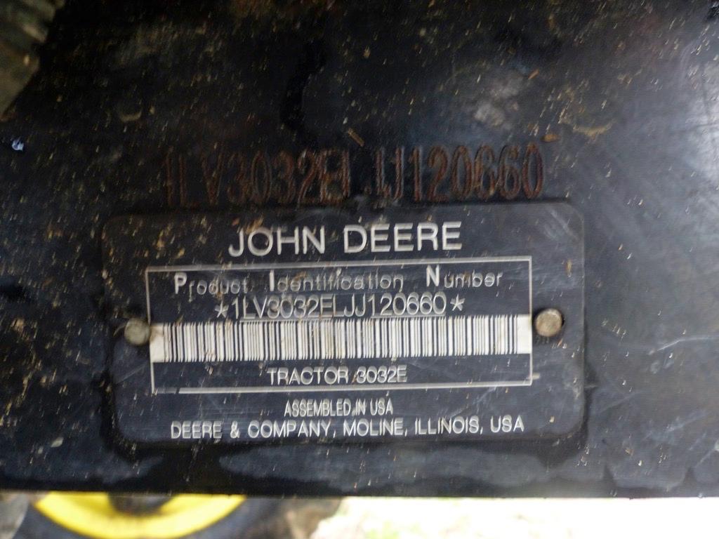 2017 John Deere 3032E Tractor, s/n 1LV3032ELJJ120660: Front Loader w/ Bkt.,