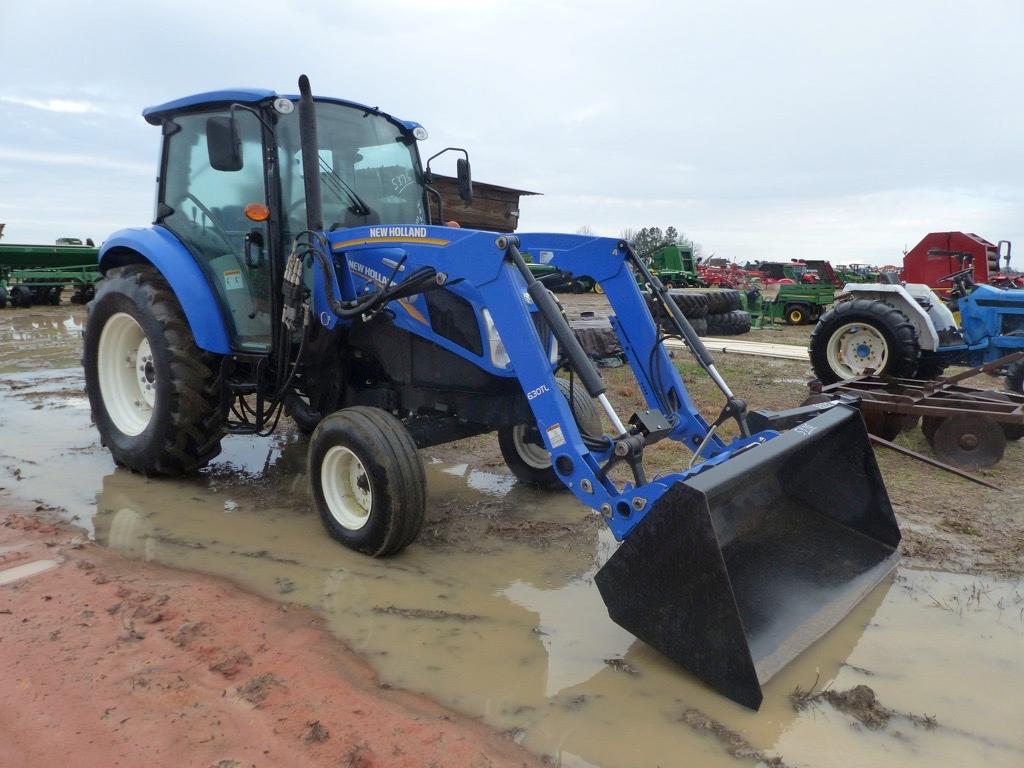 New Holland T4.75 Tractor, s/n ZEA001138: C/A, Loader, Meter Shows 838 hrs