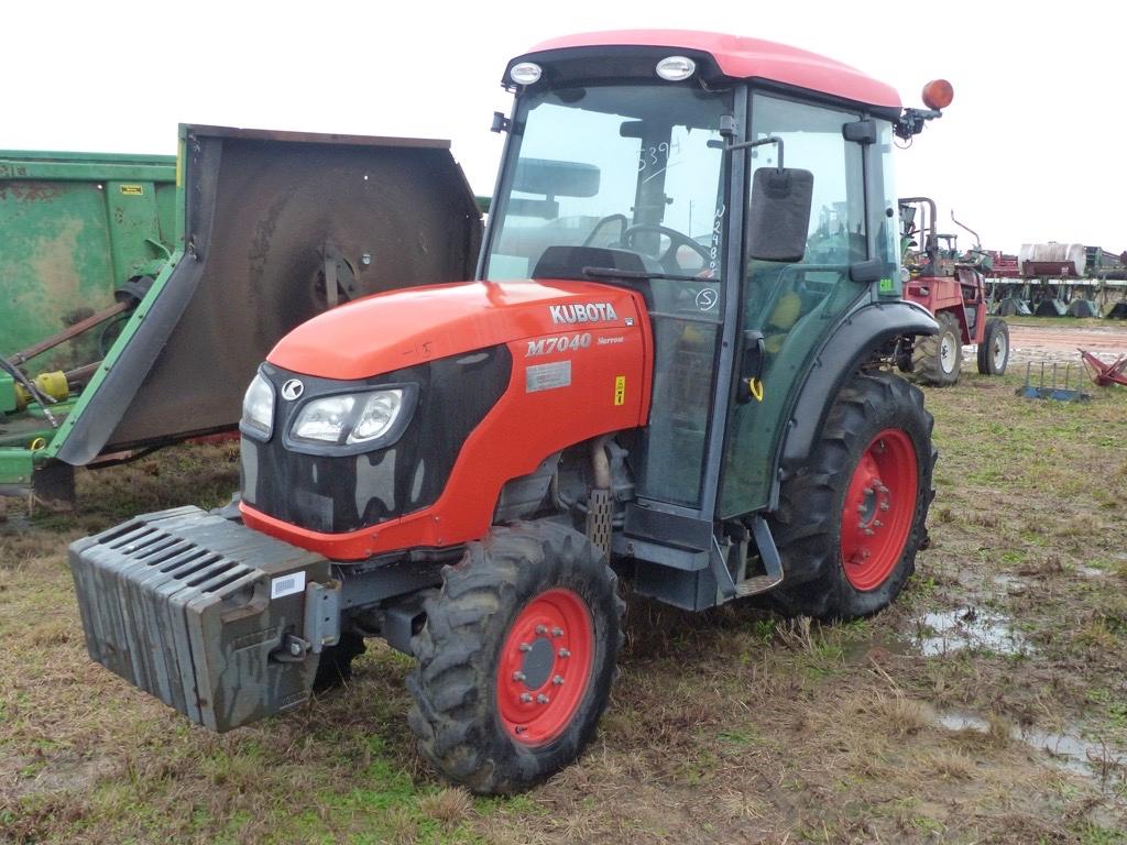 Kubota M7040D MFWD Tractor, s/n 95168: Narrow, C/A, Meter Shows 5649 hrs