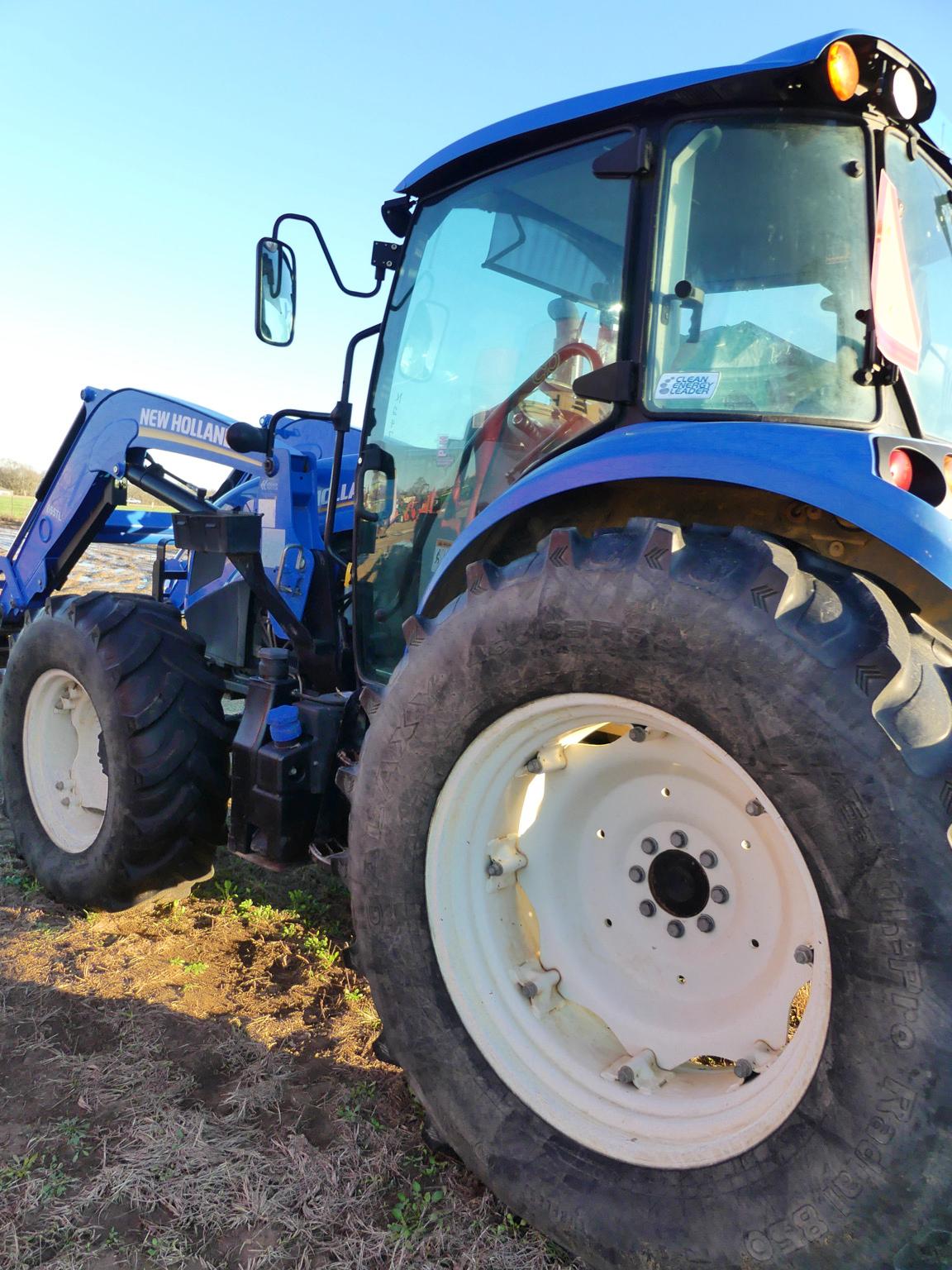 2016 New Holland T4.110 MFWD Tractor, s/n ZFLE51601: NH 655TL Loader w/ Hay