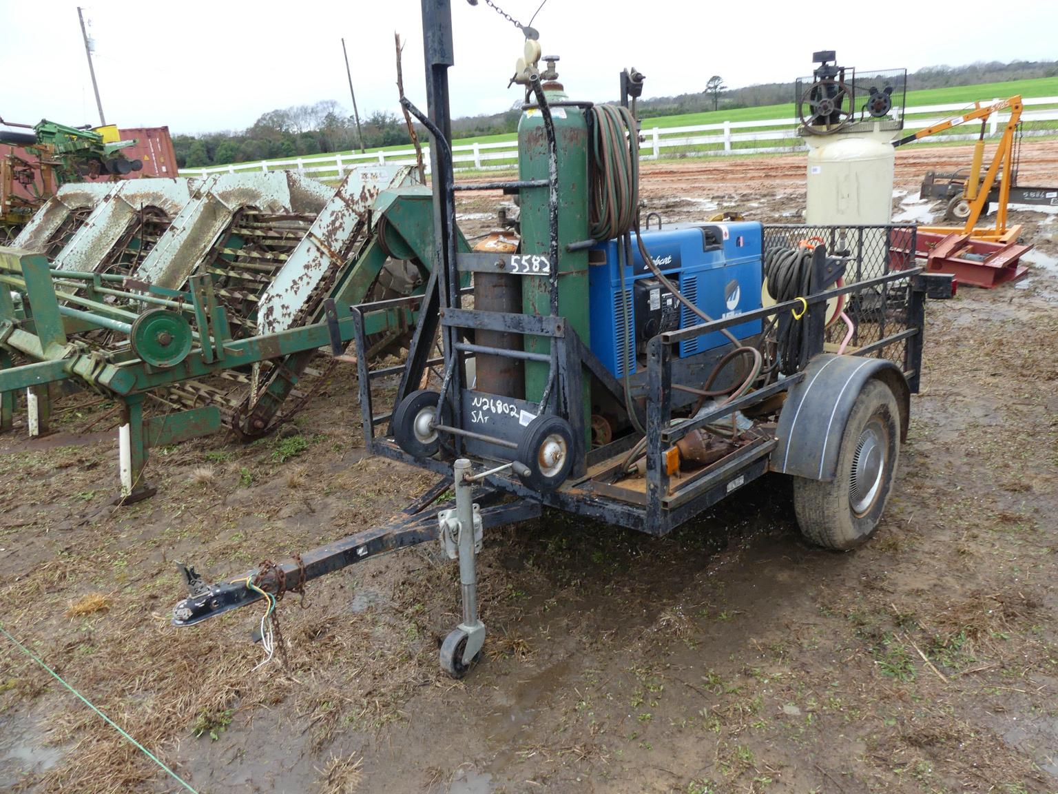 Service Trailer w/ Miller Welder, Air Hose, Vise, Torch Set w/ Wand (No Tit