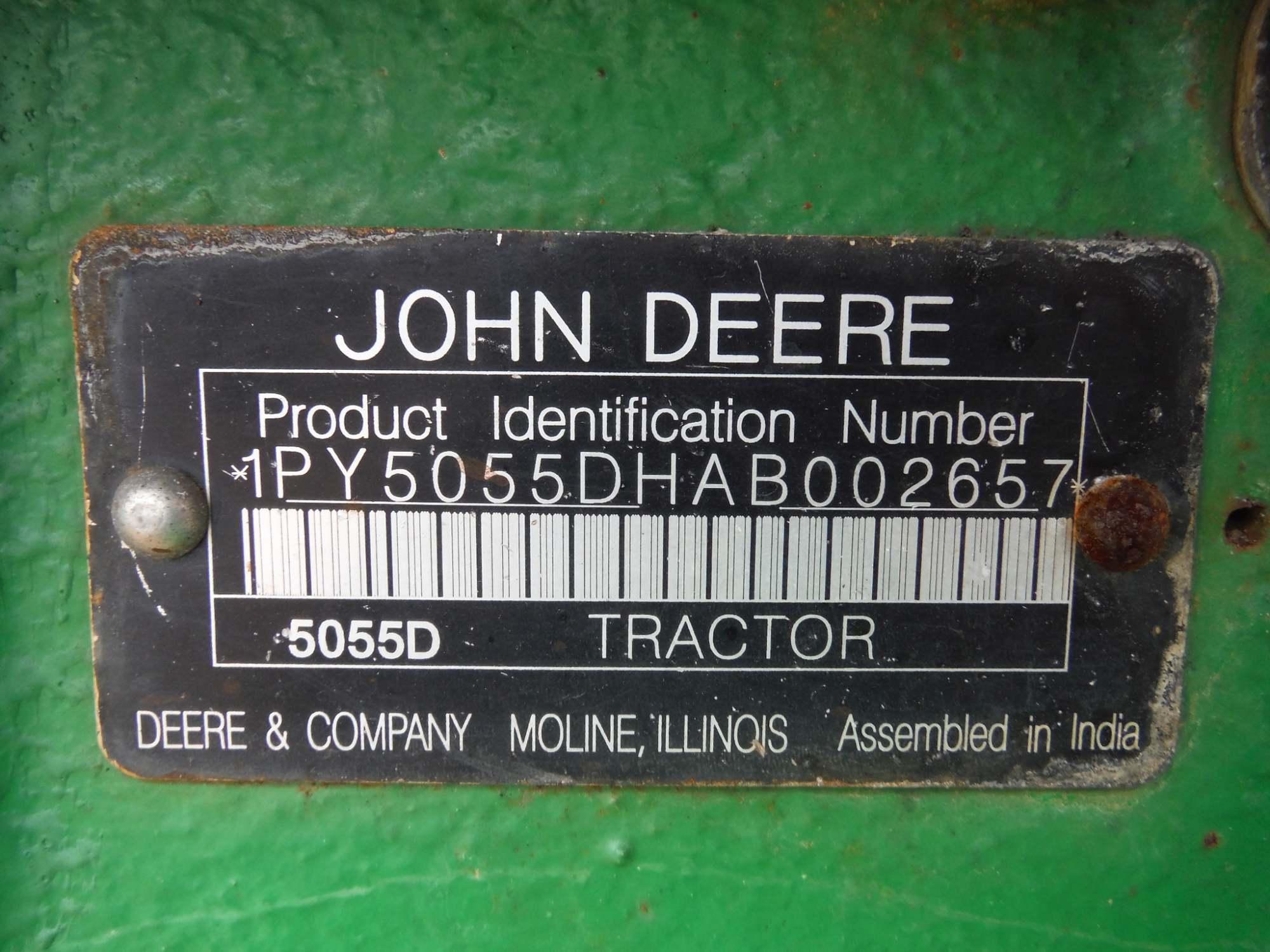 2010 John Deere 5055D Tractor, s/n 1PY5055DHAB002657 (Salvage)