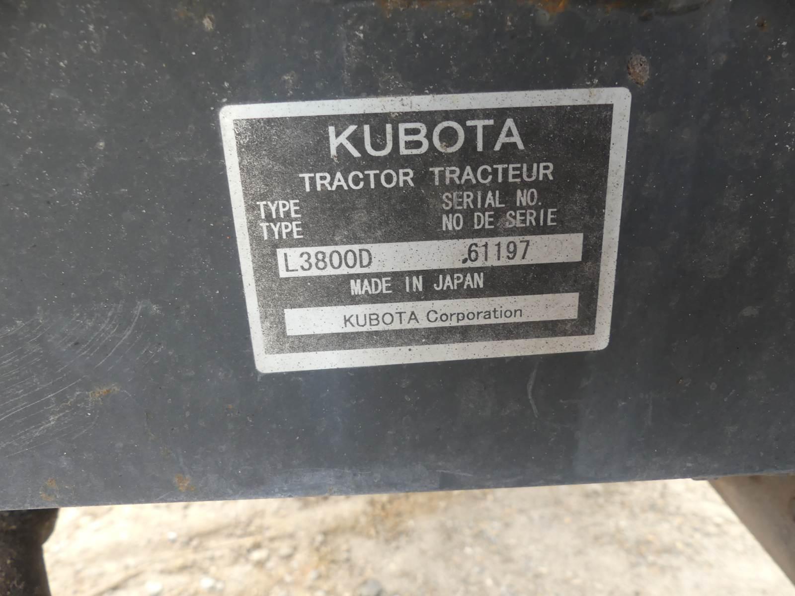 Kubota L3800D MFWD Tractor, s/n 61197: Rollbar, LA524 Loader w/ QC Bkt., Dr