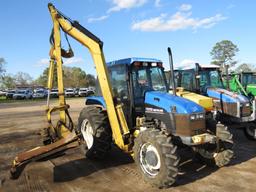 New Holland TS110 MFWD Tractor, s/n 618135: Encl. Cab, w/ Tiger Boom Mower,