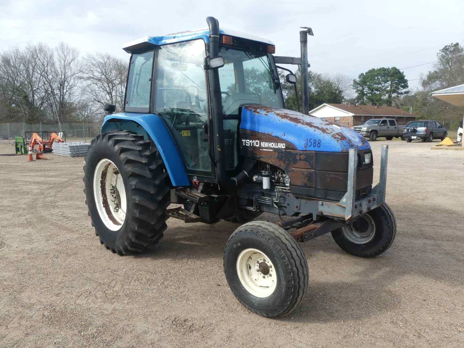 New Holland TS110 Tractor, s/n 144976B: 2wd, Cab, Drawbar, PTO, 2 Hyd Remot