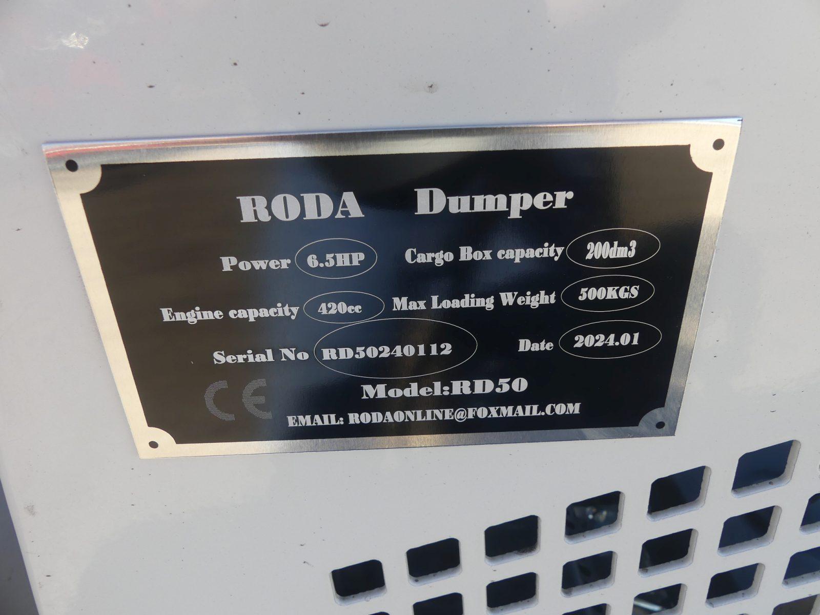 Unused 2024 Roda RD50 Crawler Dumper, s/n RD50240112: Self Load
