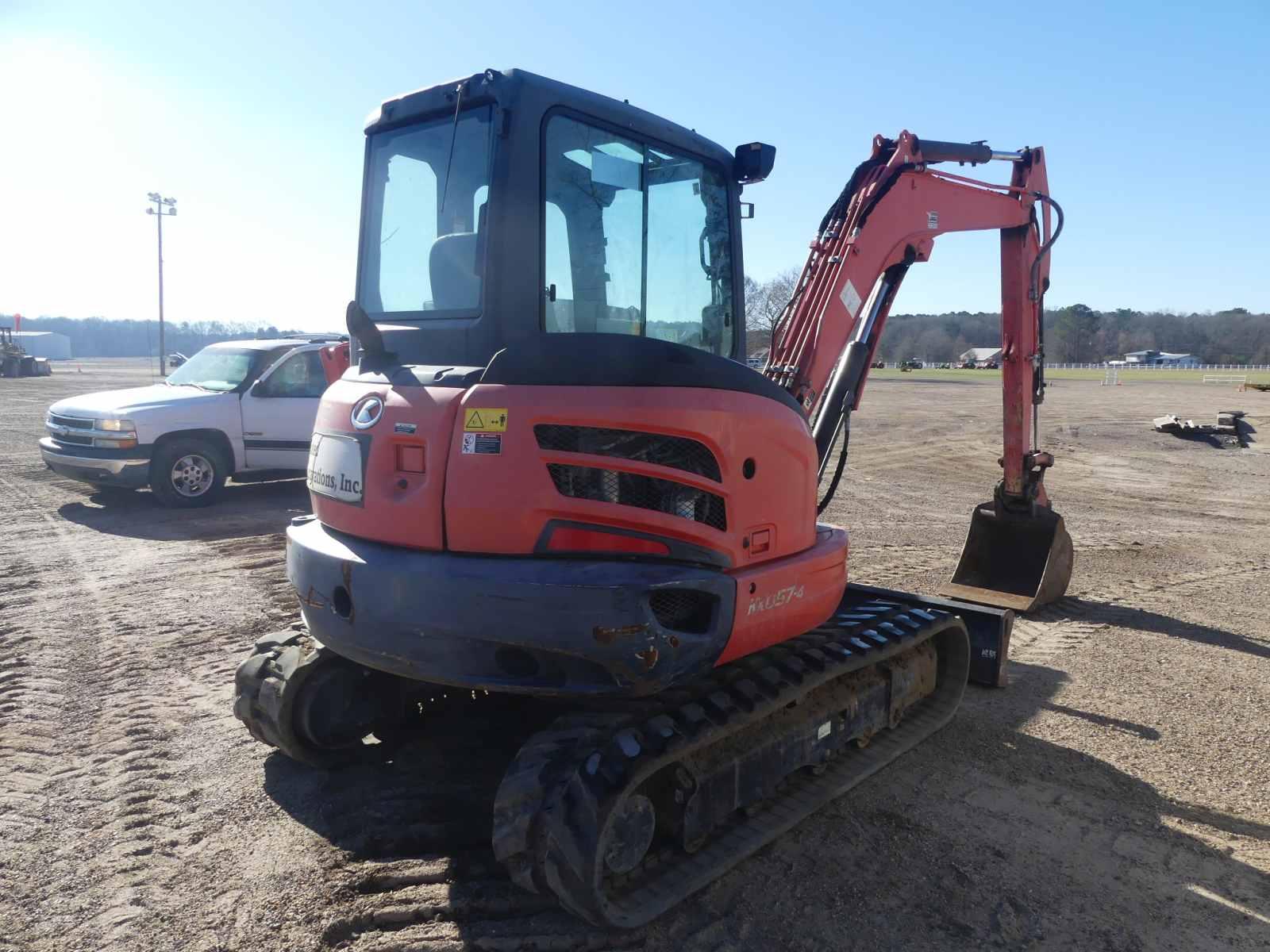 2018 Kubota KX057-4 Mini Excavator, s/n 29571: Encl. Cab, Rubber Tracks, Bl