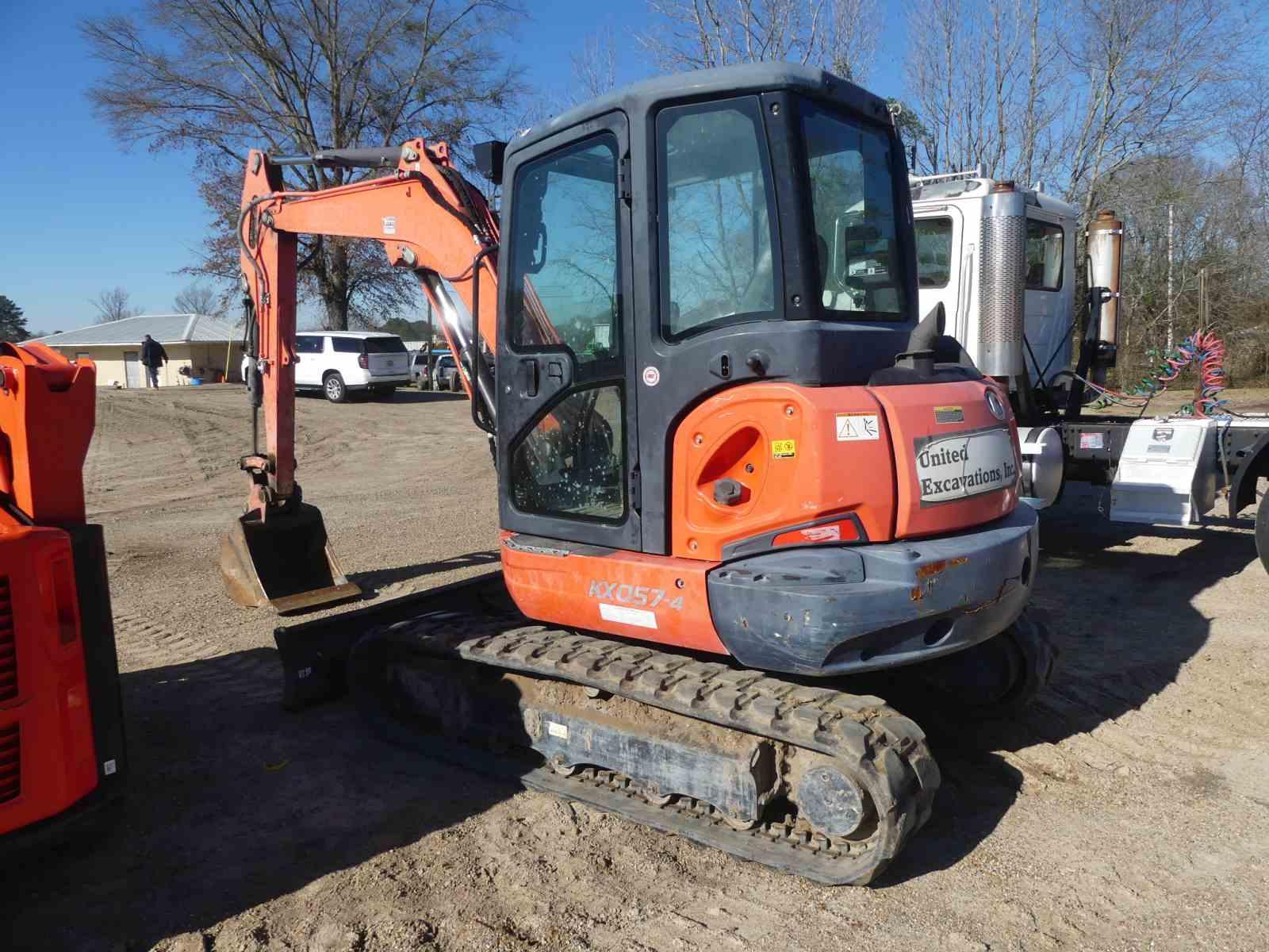 2018 Kubota KX057-4 Mini Excavator, s/n 29571: Encl. Cab, Rubber Tracks, Bl