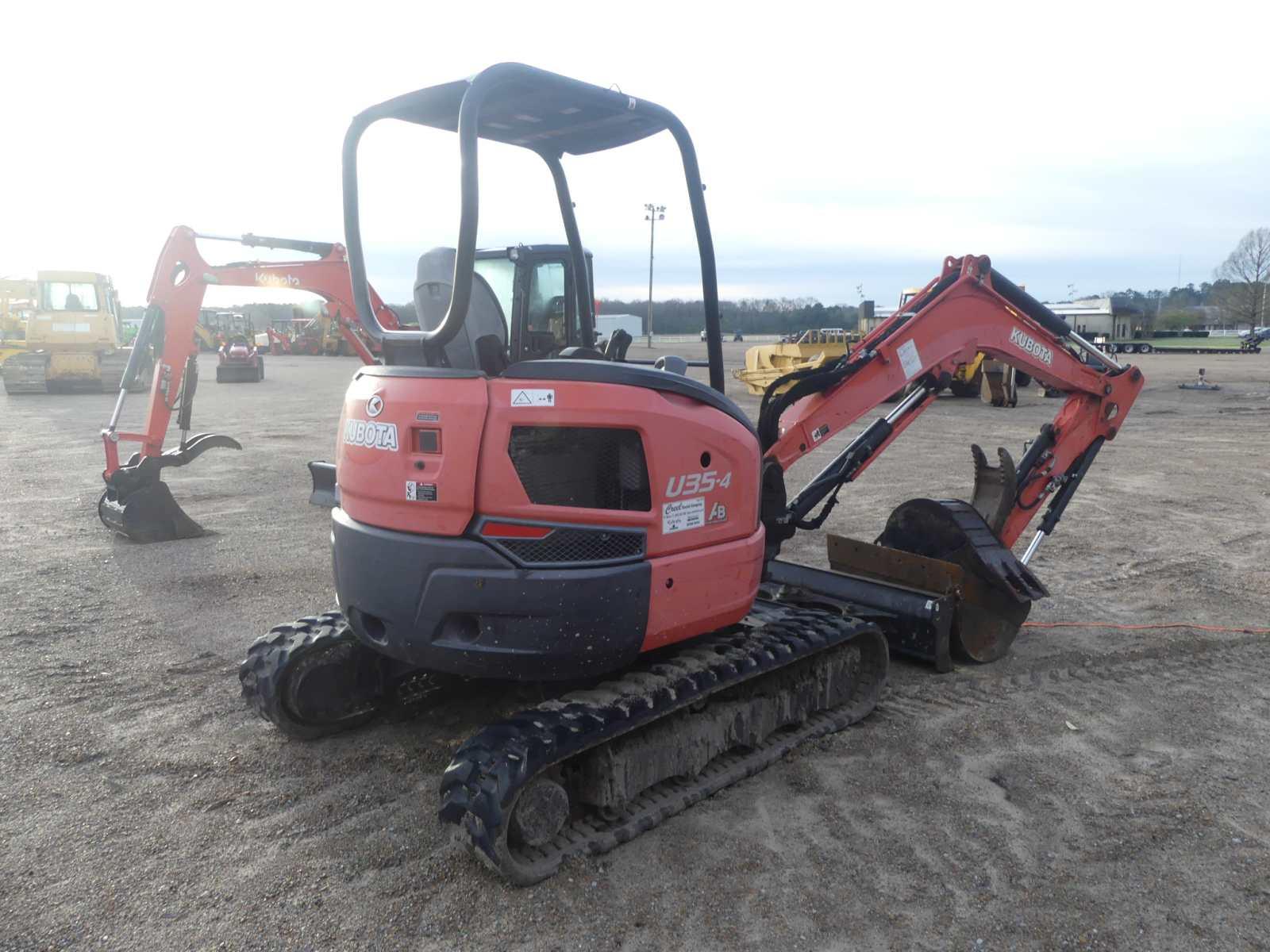 2017 Kubota U35-4 Mini Excavator, s/n 13933: 4-post Canopy, Hyd. Thumb, Ext