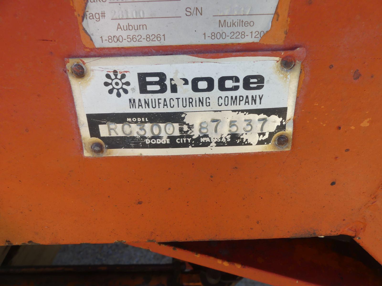 Broce RC300 Sweeper, s/n 87537: Cummins 3.9L Diesel, Water System, Meter Sh
