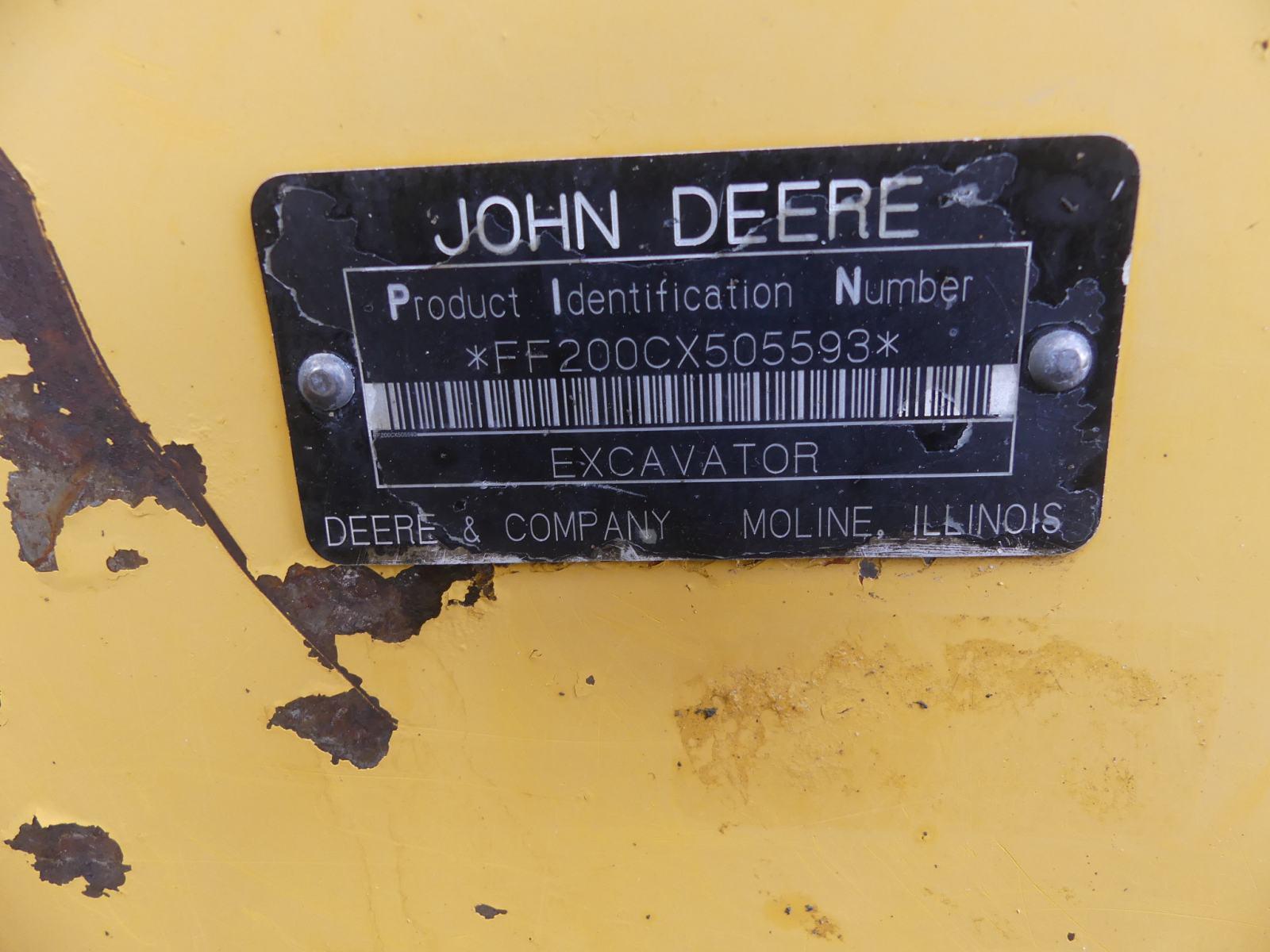 John Deere 200CLC Excavator, s/n FF200CX505593