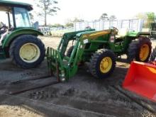 John Deere 5065E MFWD Tractor, s/n 1PY5065EVDB013575: JD 553 Loader w/ Fork