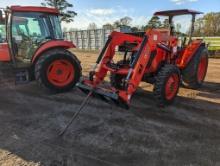 Kubota M7040 MFWD Tractor, s/n 81448: Quicke Q20 Loader w/ Hay Spear, 2882