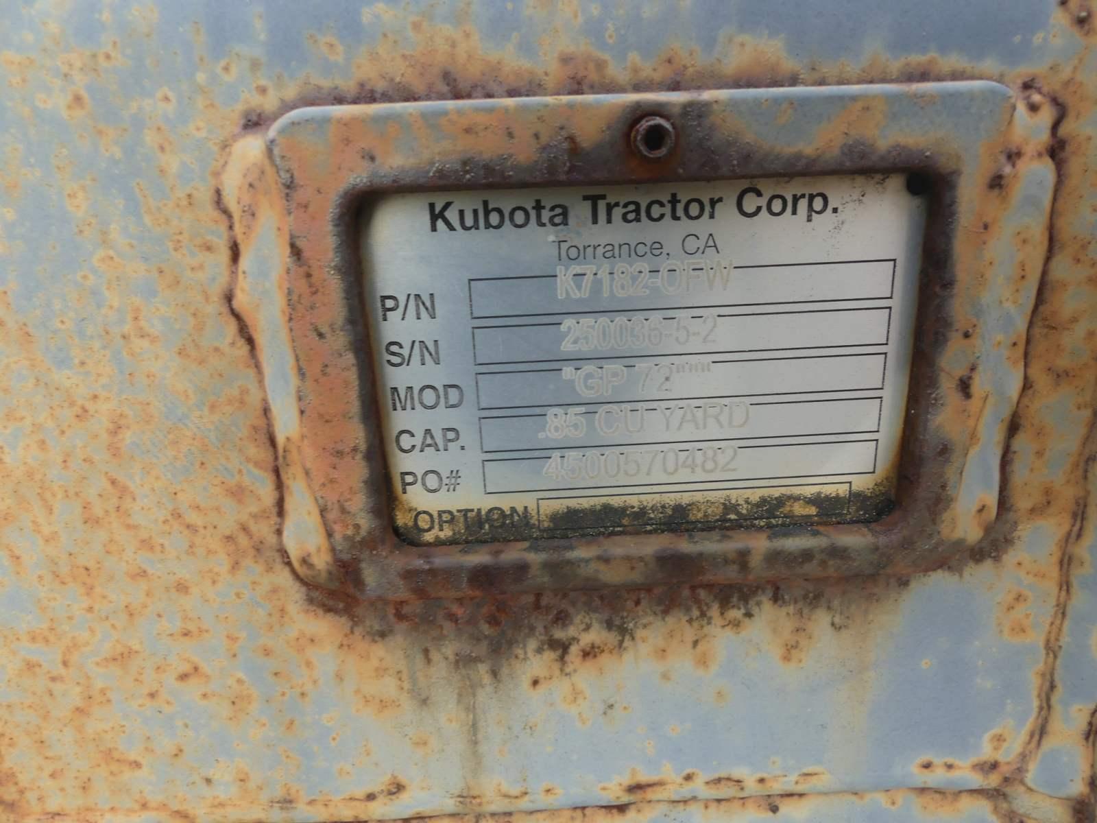 Kubota GP72 72" Bucket, s/n 250036-5-2 for Rubber-tired Loader