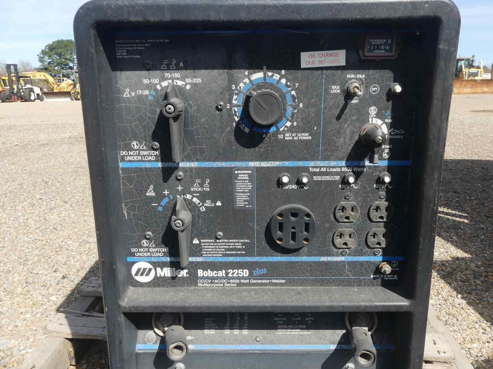 Miller Bobcat 225G Welder/Generator, s/n LC116928: Diesel, 8500-watt