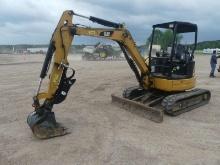 2014 Cat 304ECR Mini Excavator, s/n TTN01944: 4-post Canopy, Hyd. Thumb, Bl