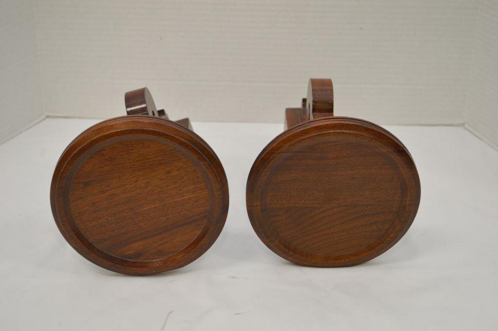 Pair Of Spoon Carved Design Wooden Wall Sconce Candle Holders