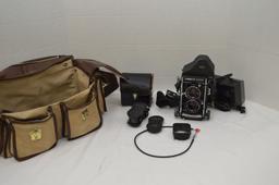 Mamiya C330 Camera In Bag W/ Extra Lenses & Accessories