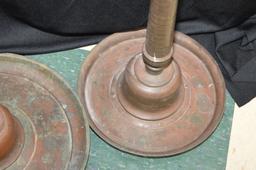 Pair Of Brass & Copper Stands; 46 Inches And 54 Inches Tall