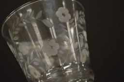 Set Of 8 Unmarked Fostoria Type, Etched Daisy Pattern, Wine Glasses