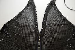 Black Zippered Metal Mesh Ladies Halter Top