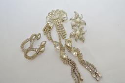 Asst Faux Pearl & Crystal Earrings W/ Crystal Brooch