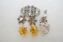 Asst Blue Claryst Brooches & Earrings; 1 By Beau Jewels