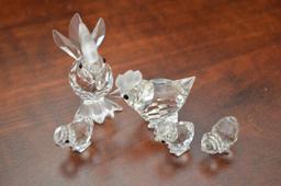 Swarovski Crystal Figurines: Roaster Hen And 3 Chicks