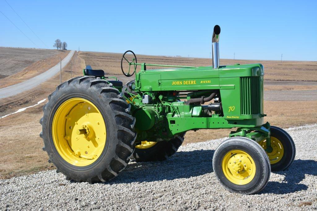 1955 Jd 70 Diesel Tractor, Wf, 16.9-38” Rubber (new), 3 Pt., Good Paint, Pa