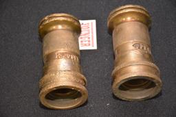 2 Brass Vintage Fire Nossles