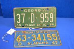 1967 Alabama & 1968 Georgia License Plate