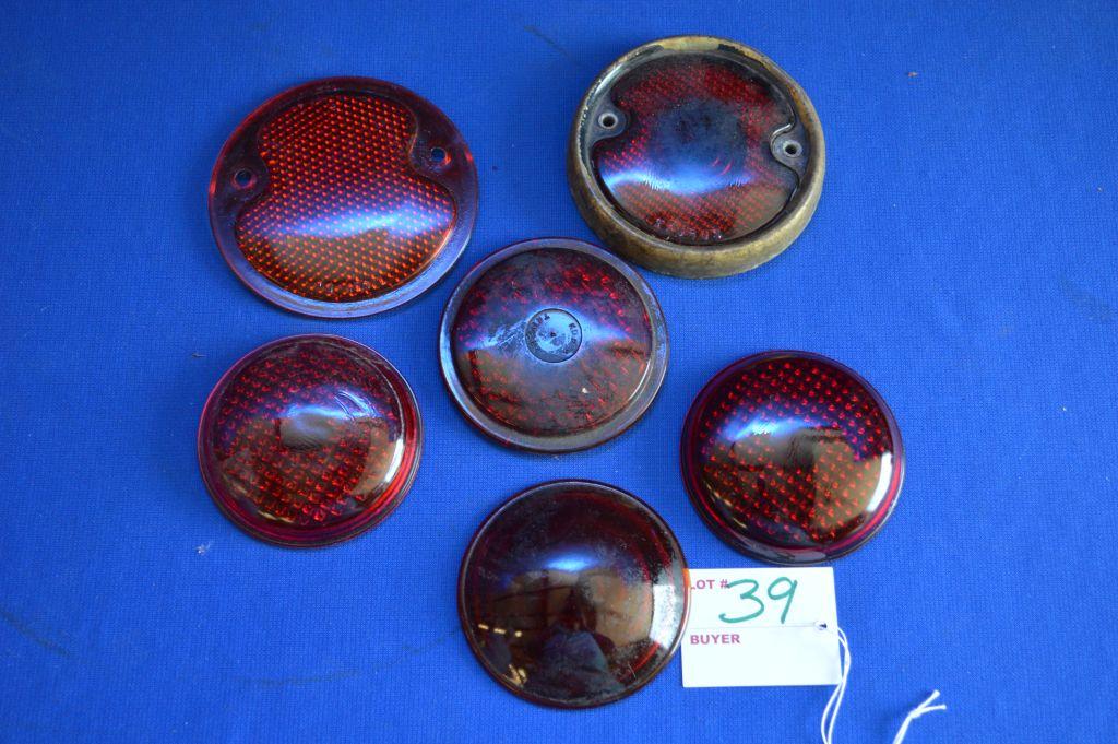 6 Round Red Glass Lenses