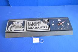 Chevrolet Dealer Lifetime Service Guarantee Clock 22.25"x8"