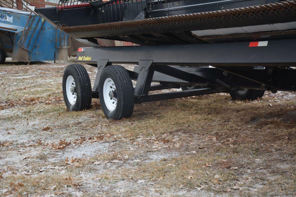 Hull 30' Header Cart, Tandem Axle, Dolly Wheels On Front, Telescoping Tongu